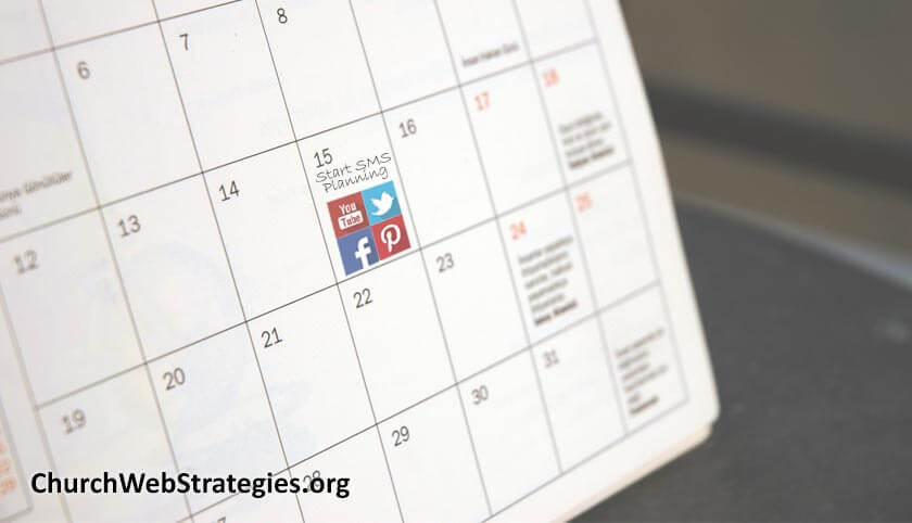 calendar with "Start planning SMS" highlighted