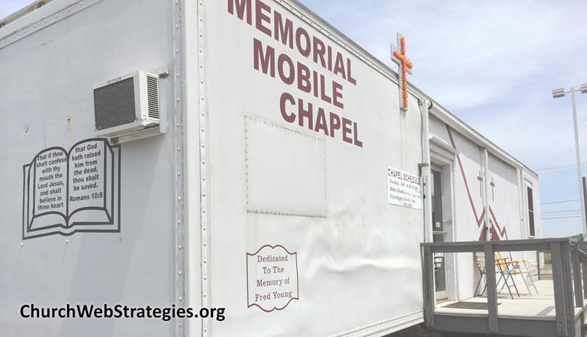 truck trailer modified to be a mobile church