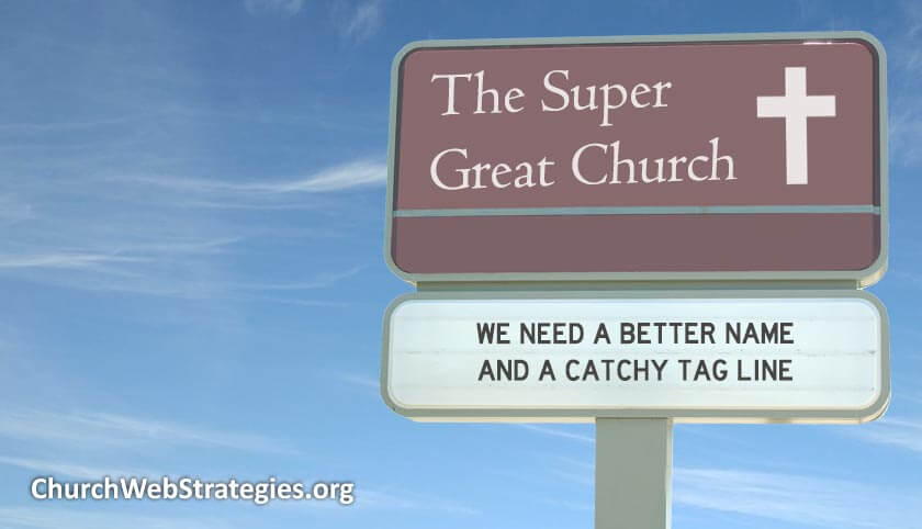 made-up church sign called "the super great church"