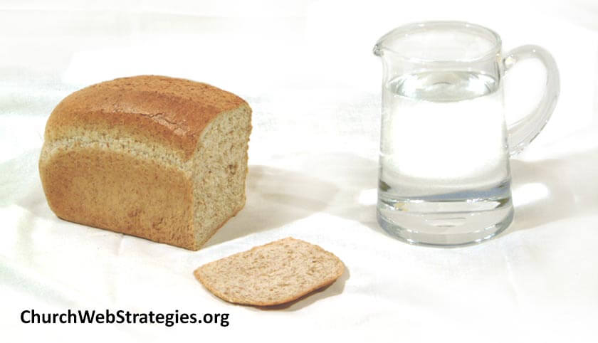 Bread and water on a table