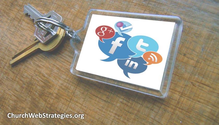 key chain with common social media icons on it