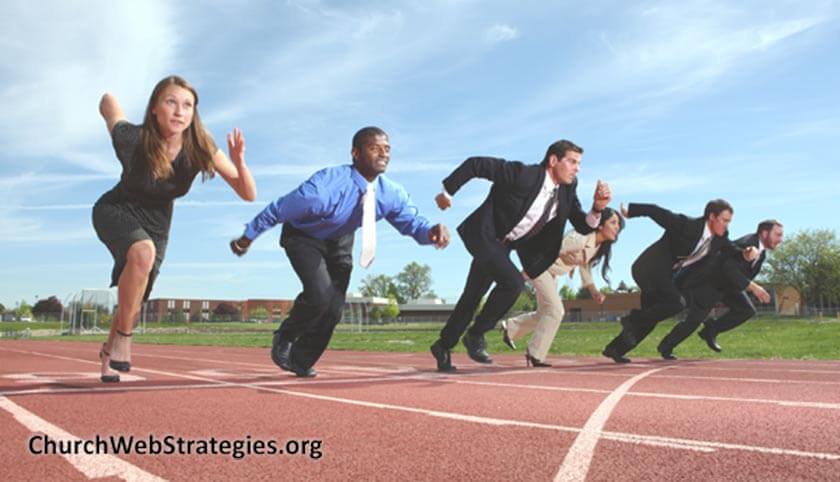 business people running on track